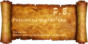Petrovity Boglárka névjegykártya